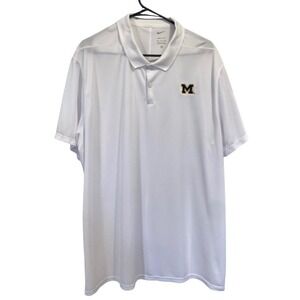 Nike Michigan Wolverines Dri-FIT Polo Shirt Mens XXL White Short Sleeve NCAA